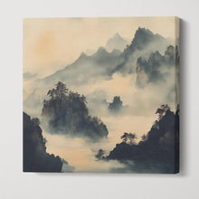 Load image into Gallery viewer, Misty Mountain Range with Trees - Eco Leather Wall Canvas Print