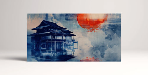 Echoes of the Rising Sun A Tranquil Reflection Anime Wall Art Home Decor Framed Canvas Print