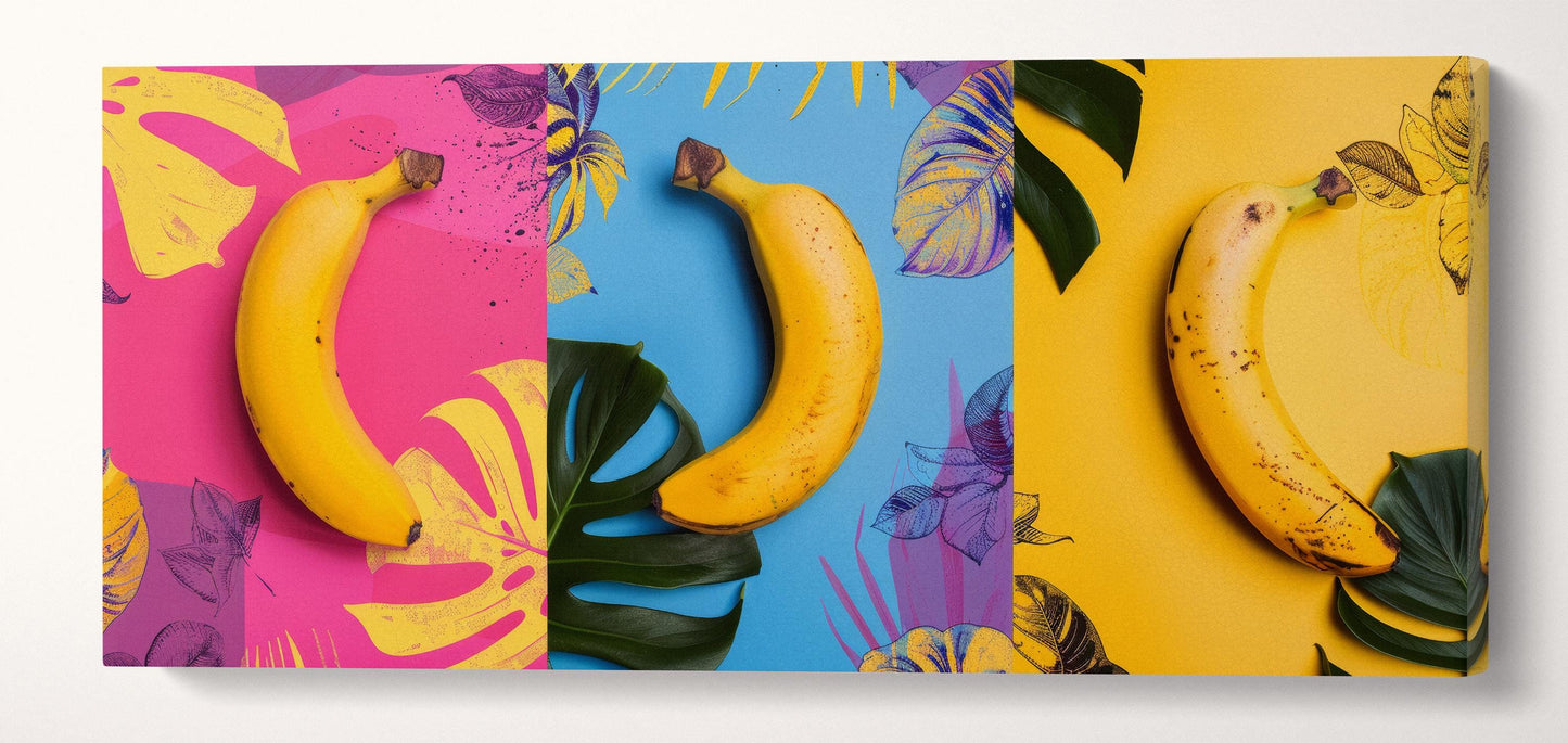 Pop Art Bananas: A Vibrant Tribute to Andy Warhol Wall Art Home Decor Framed Canvas Print 70x30 cm