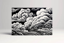 Load image into Gallery viewer, Hand-Sketched Black and White Clouds Japanese Style Eco Leather Wall Art Canvas Print