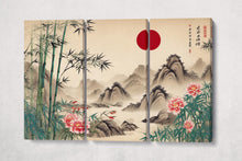 Charger l&#39;image dans la galerie, Bamboo Peaks - Chinese Art Inspired Wall Decor Eco Leather Print 3 Panels