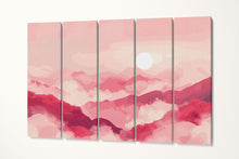 Load image into Gallery viewer, Crimson Dreams Over Rolling Hills Wall Decor Eco Leather Print 5 Panels