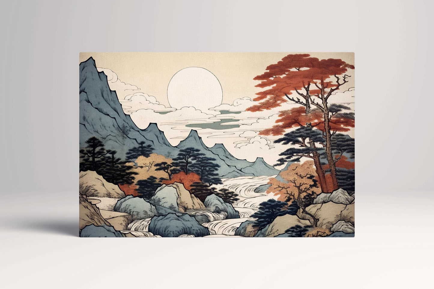 Whispers of the River at Sunrise A Symphony in Soft Hues Canvas Home Art Wall Decor Eco Leather Print