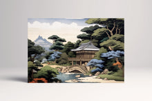 Charger l&#39;image dans la galerie, Japanese Zen Garden &amp; Temple Ukiyo-e Inspired Wall Art Eco Leather Home Decor Canvas Print
