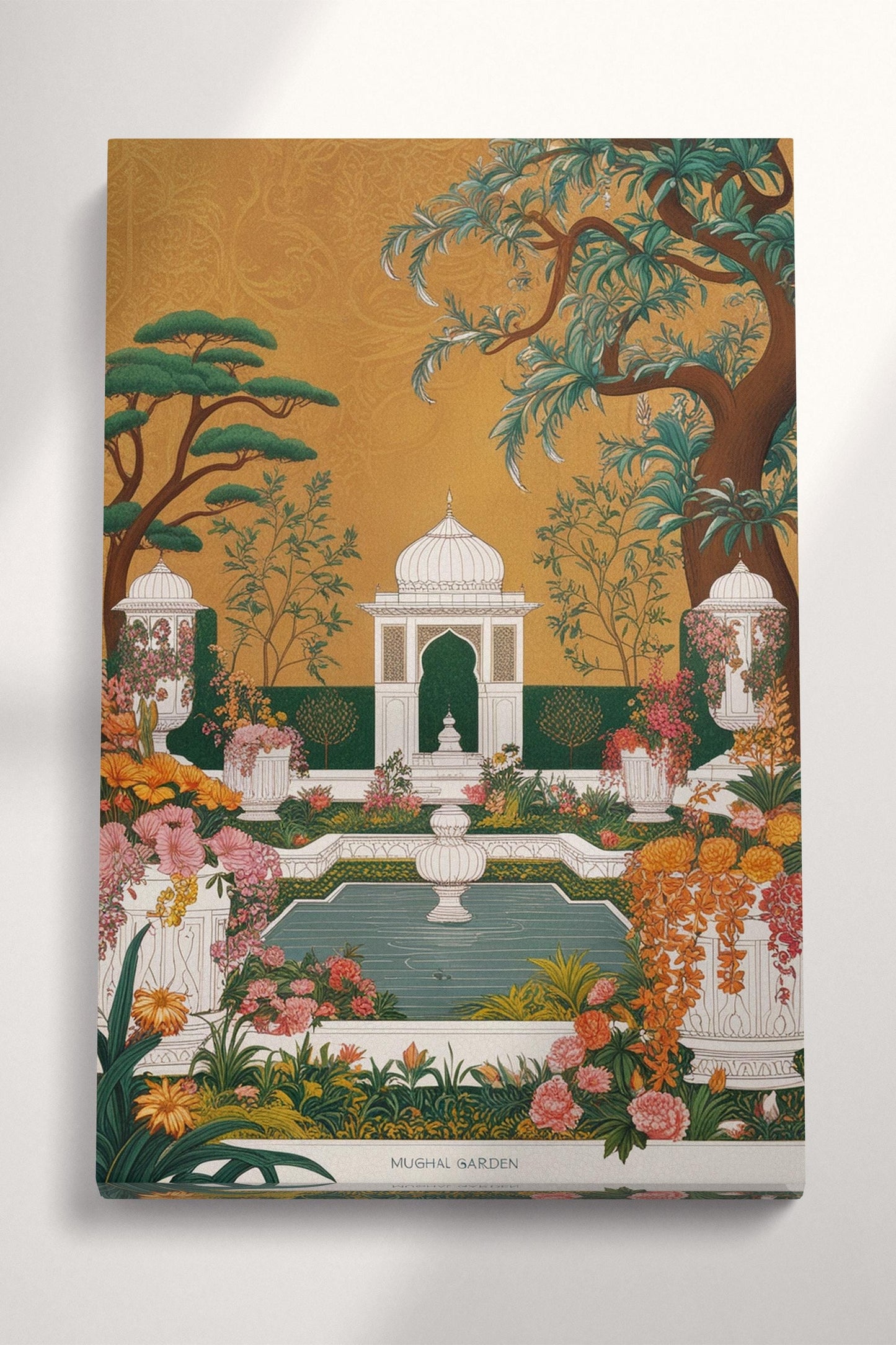 Mughal Garden Myth Majestic Floral Oasis Wall Art Eco Leather Canvas Wall Decor Print