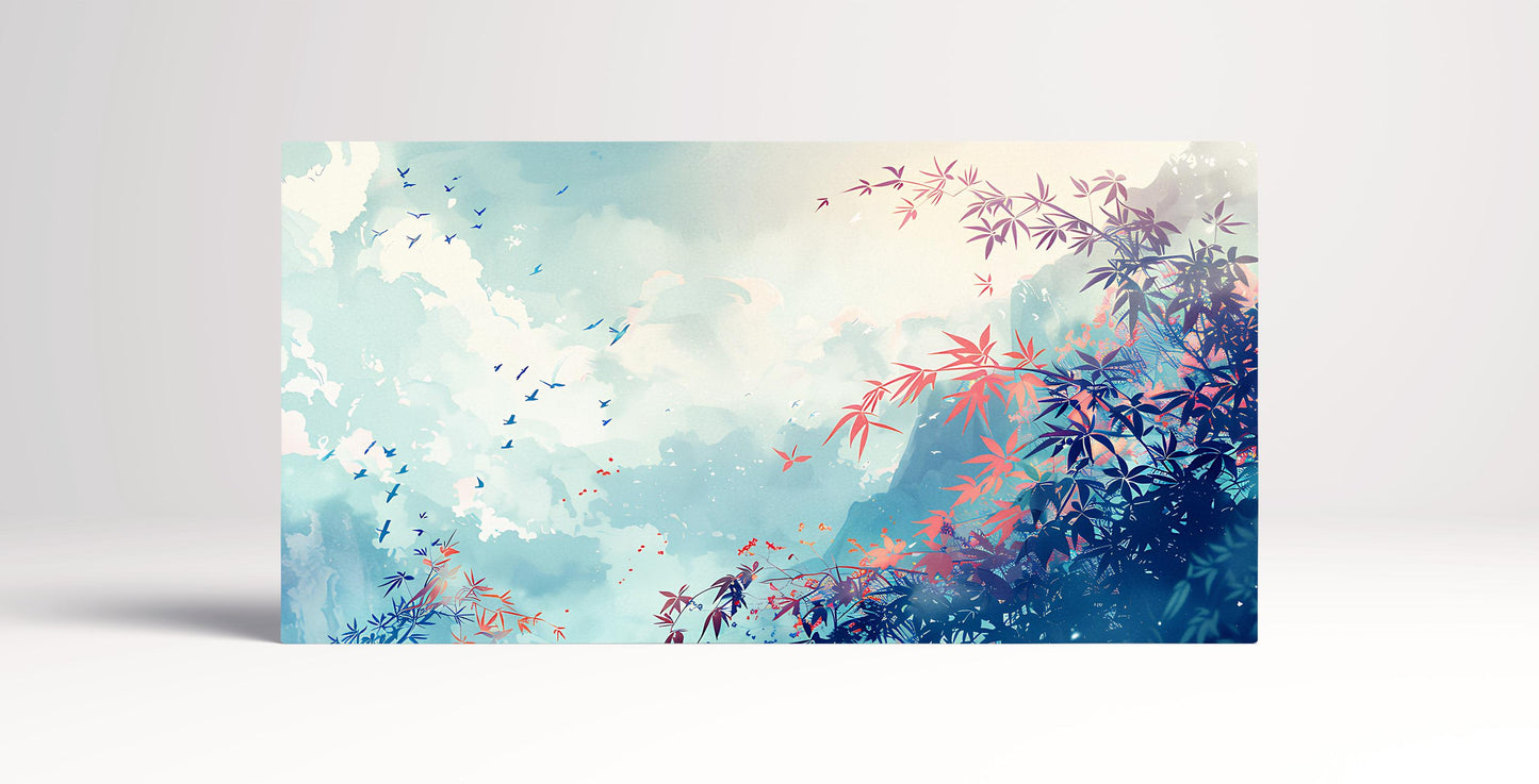 Dreamlike Bamboo Forest Japanese Style Eco Leather Canvas Wall Decor Print