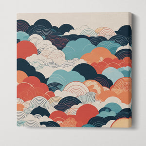 Colorful Waves Japanese Cloud Patterns Wall Art Canvas Eco Leather Print