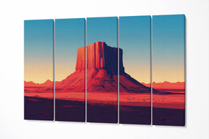 Echoes of the Desert Bold Southwestern Landscape Wall Art Eco Leather Home Decor Canvas Print 5 Panels
