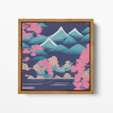 Charger l&#39;image dans la galerie, Moonlit Sakura Peaks of Japan Wall Art Canvas Eco Leather Print Wood Frame