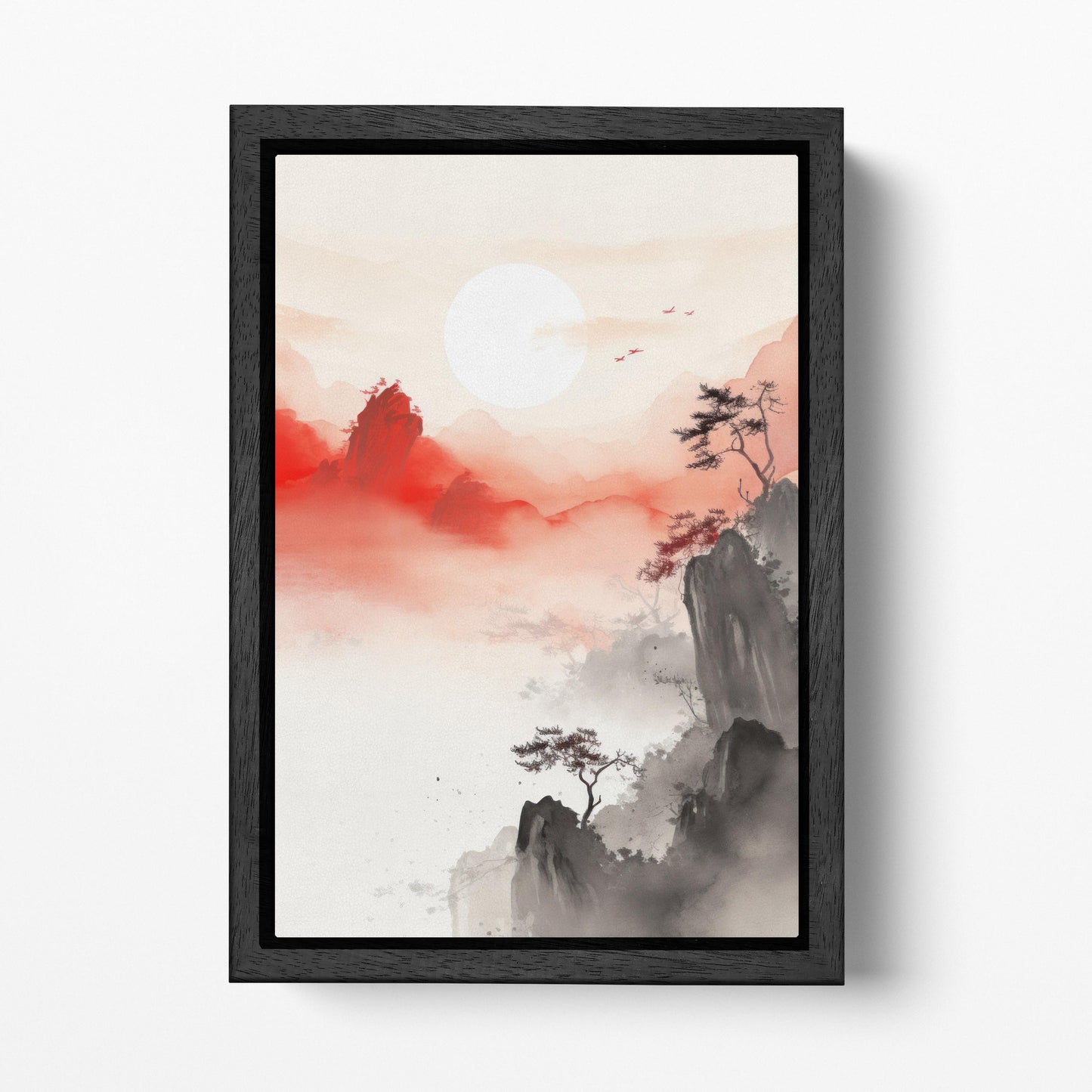 The Rising Sun of Wuxia Wall Art Eco Leather Canvas Wall Decor Print Black Frame
