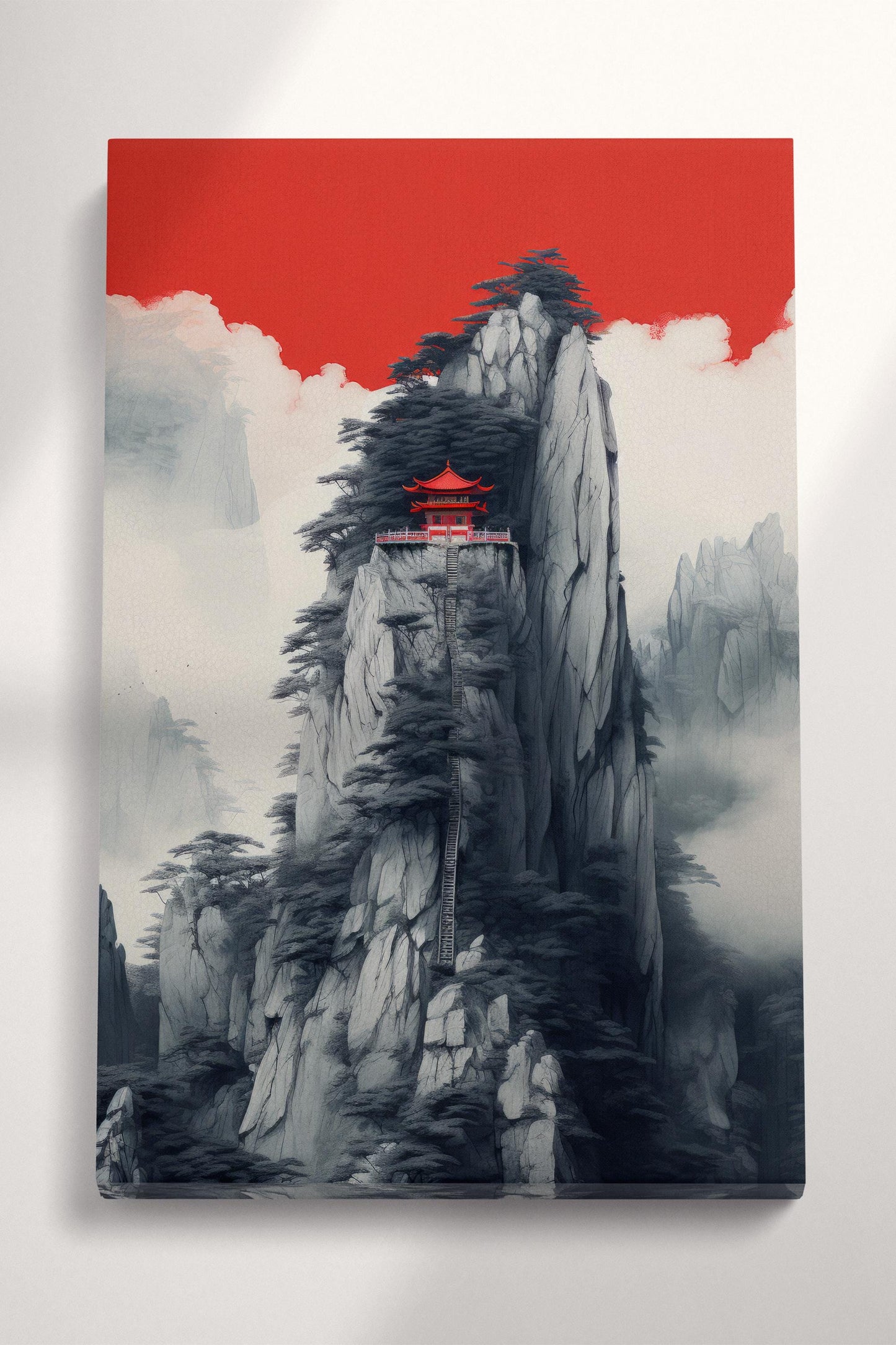 A Temple Above the Clouds Wall Art Eco Leather Canvas Wall Decor Print