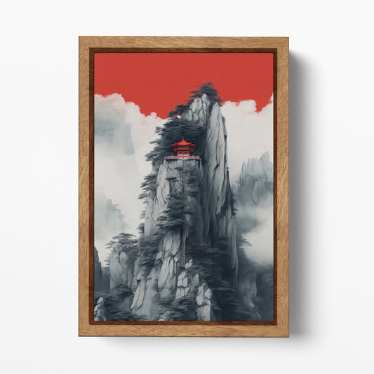 A Temple Above the Clouds Wall Art Eco Leather Canvas Wall Decor Print Wood Frame