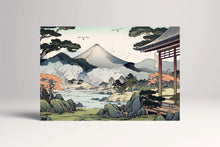 Load image into Gallery viewer, Zen Serenity Japanese Temple &amp; Mountain Scene Canvas Home Art Wall Decor Eco Leather Print