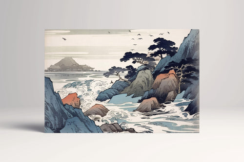 Whispers of the Sea: Ukiyo-e Inspired Japanese Art Canvas Wall Decor Eco Leather Print