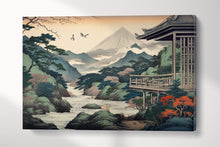Charger l&#39;image dans la galerie, Majestic Japanese Nature in Ukiyo-e Style Japanese Nature Eco Leather Wall Art Canvas Print Single Panel