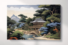 Charger l&#39;image dans la galerie, Japanese Zen Garden &amp; Temple Ukiyo-e Inspired Wall Art Eco Leather Home Decor Canvas Print Single Panel