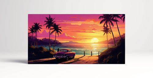 Tropical Sunset Escape Canvas Print Wall Decor Eco Leather Canvas Print