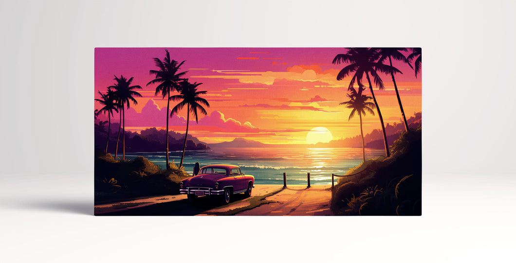 Tropical Sunset Escape Canvas Print Wall Decor Eco Leather Canvas Print