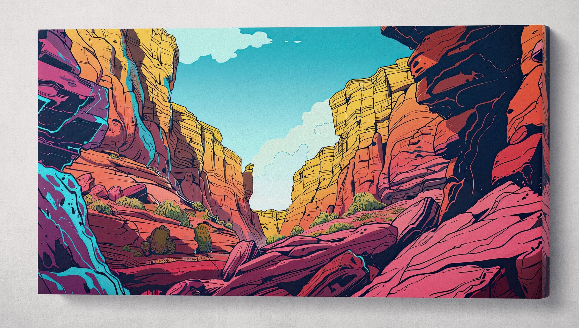 Colorful Canyon Escape Wall Art Home Decor Framed Canvas Print Single Panel