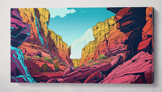 Colorful Canyon Escape Wall Art Home Decor Framed Canvas Print Single Panel