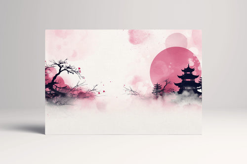 Cherry Blossom Dreamscape in Pink Japanese Wall Art Eco Leather Home Decor Canvas Print