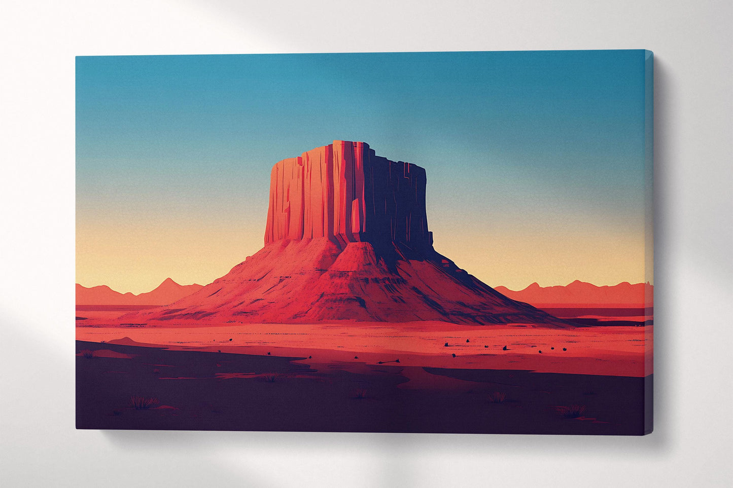 Echoes of the Desert Bold Southwestern Landscape Wall Art Eco Leather Home Decor Canvas Print Single Panel