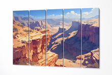 Charger l&#39;image dans la galerie, Endless Horizons Sunlit Canyon Vista Wall Art Eco Leather Home Decor Canvas Print 5 Panels