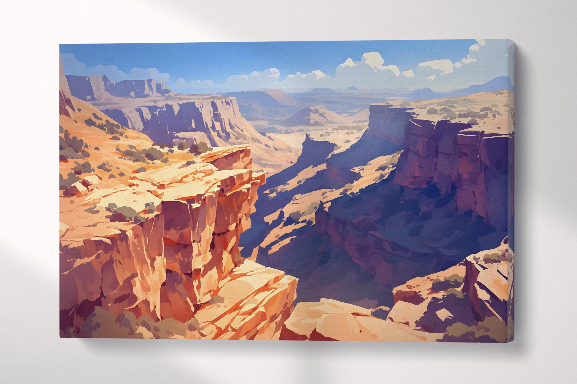 Endless Horizons Sunlit Canyon Vista Wall Art Eco Leather Home Decor Canvas Print Single Panel