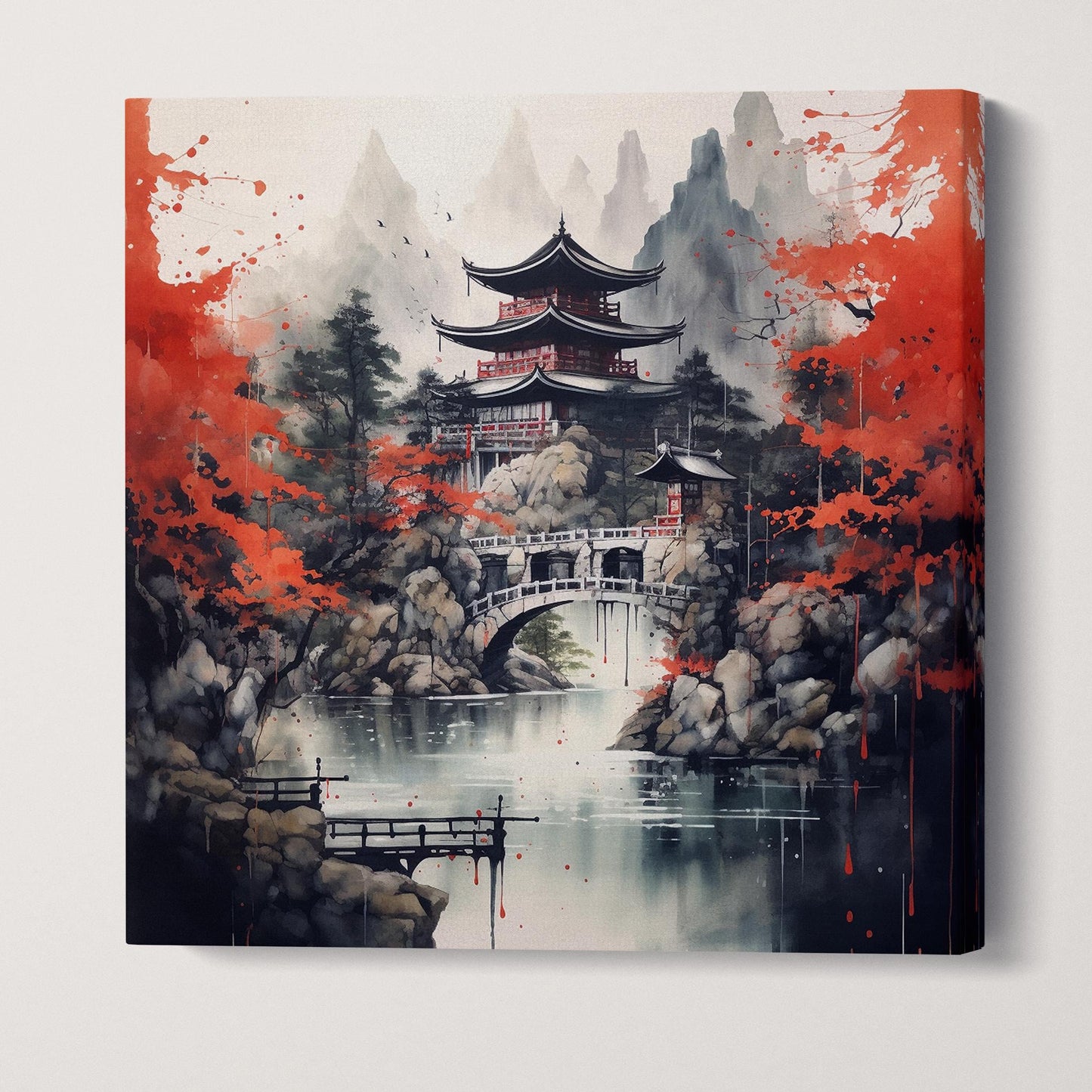 Spirit of the Japanese Mountains Wall Art Canvas Eco Leather Print