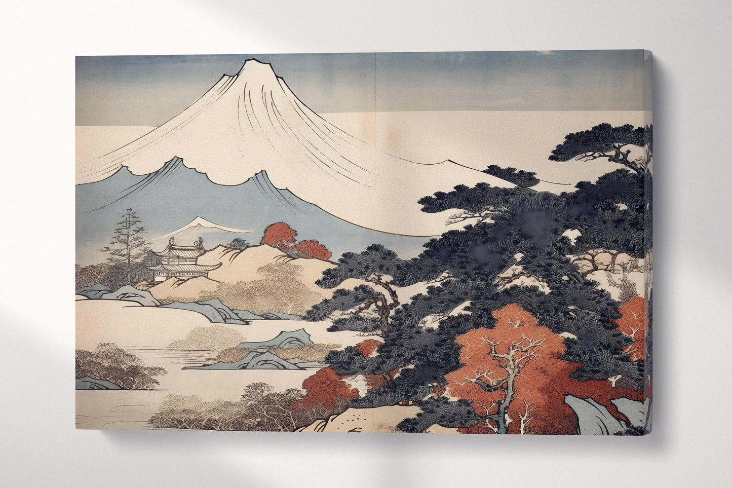 Mount Fuji Ukiyo-e Artwork Eco Leather Home Decor Canvas Print Single Panel