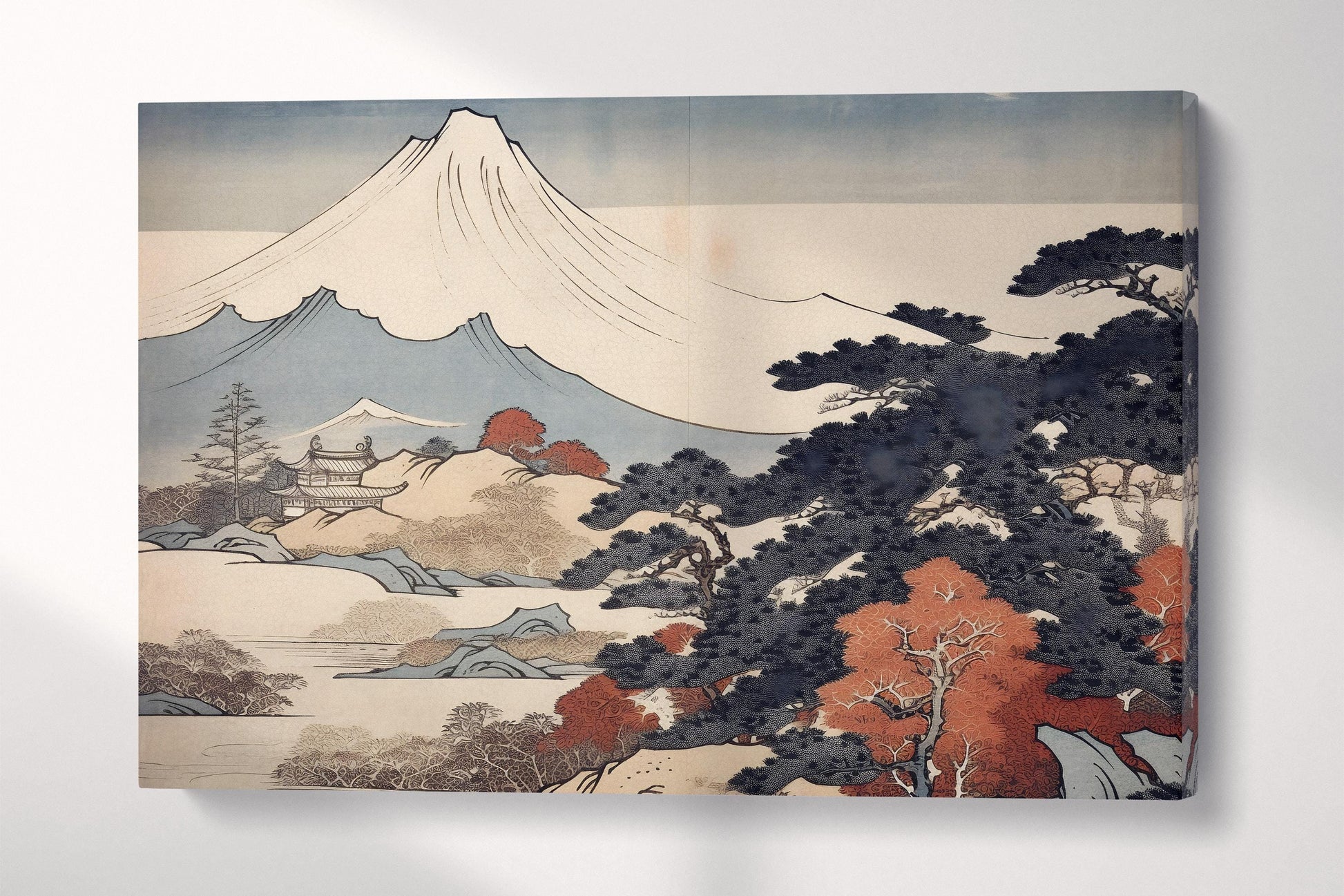Mount Fuji Ukiyo-e Artwork Eco Leather Home Decor Canvas Print Single Panel
