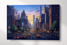 Load image into Gallery viewer, Sunset Glow Over New York Streets Artwork Wall Art Eco Leather Canvas Print Single Panel