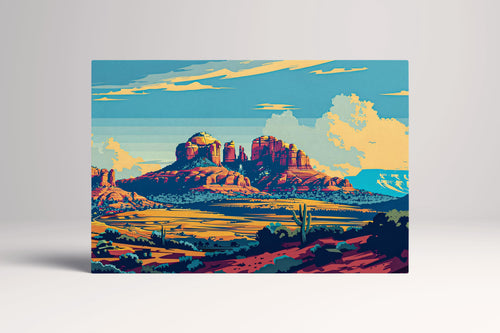 Sedona Sunset Vibrant Desert Landscape Wall Art Eco Leather Home Decor Canvas Print