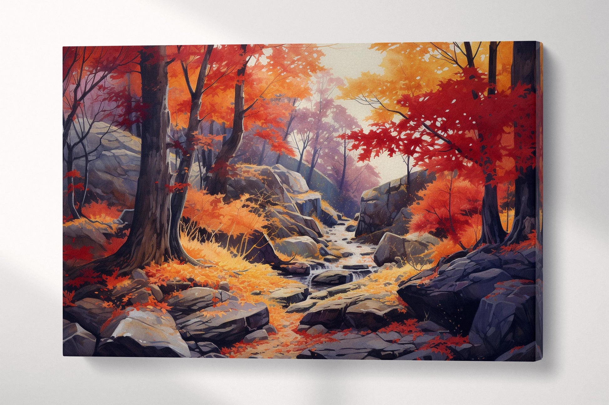 Whispering Autumn Forest Wall Art Eco Leather Home Decor Canvas Print Single Panel