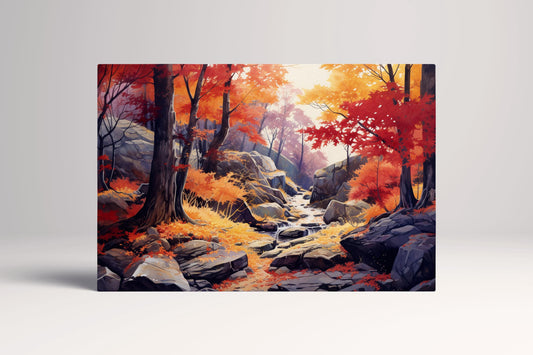 Whispering Autumn Forest Wall Art Eco Leather Home Decor Canvas Print