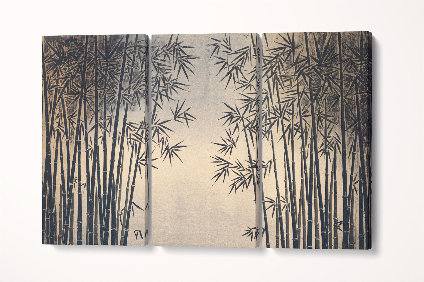 Japanese Bamboo Grove Canvas Wall Art Eco Leather Print 3 Panels