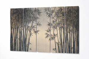 Japanese Bamboo Grove Canvas Wall Art Eco Leather Print 5 Panels