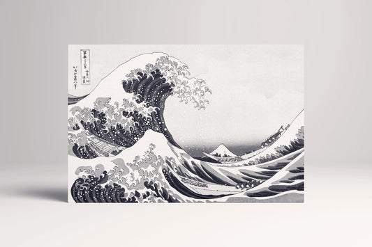 The Great Wave Off Kanagawa black and white canvas wall art print single panel