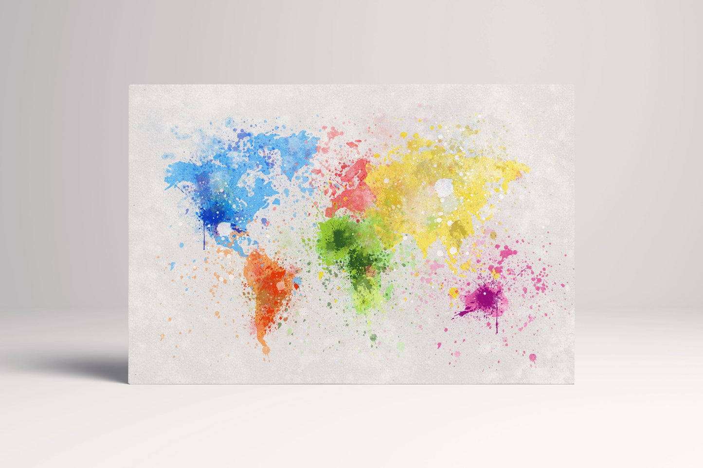 World Map Color Paint Leather Prin