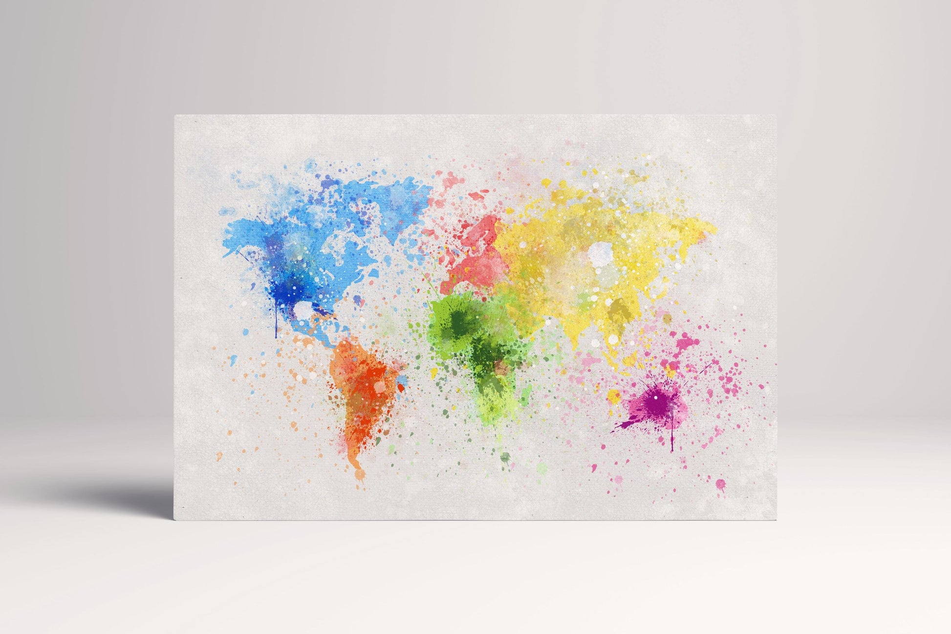 World Map Color Paint Leather Prin