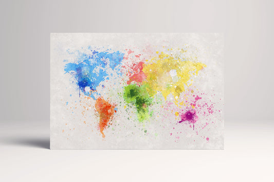 World Map Color Paint Leather Prin