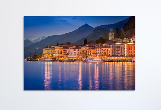 Bellagio Lake Como Wall Art Home Decor Canvas Eco Leather Print White Wall