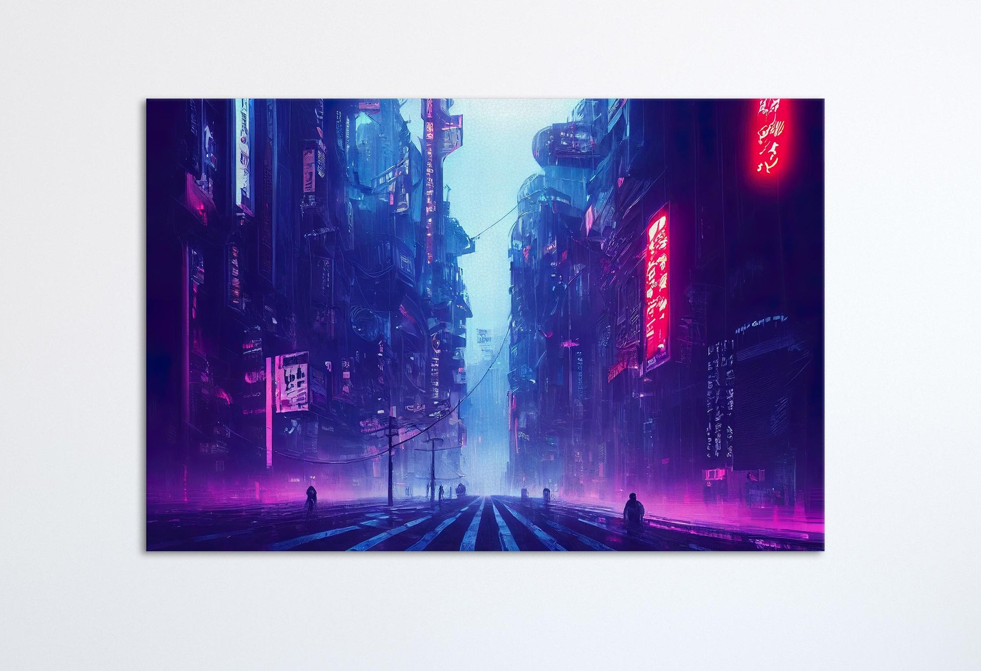 Cyberpunk City Japan Lights Canvas Wall Art Home Decor Leather Print Closeup