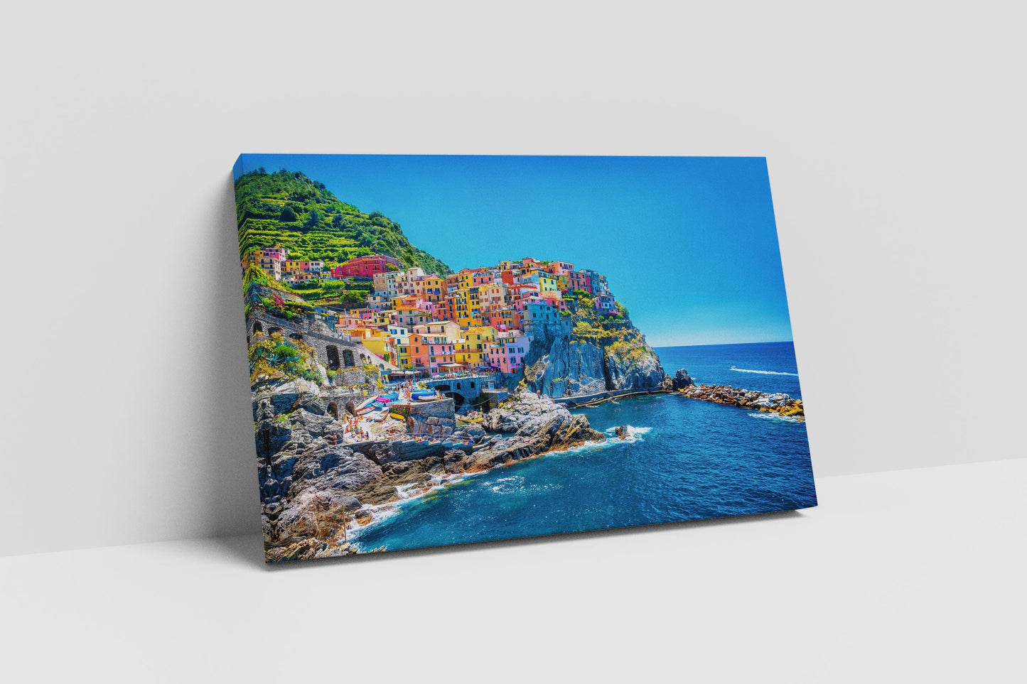 Manarola Cinque Terre Liguria Italy Canvas Wall Art Eco Leather Print Wall