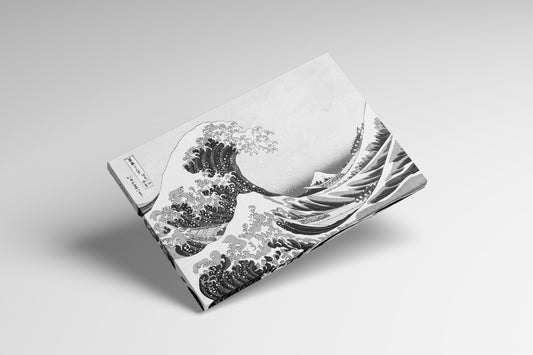 The Great Wave Off Kanagawa black and white canvas wall art print single pane 3D