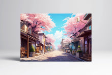 Load image into Gallery viewer, Anime Spring: Cherry Blossom Street in Japan Large Wall Art Home Decor Eco Leather Print