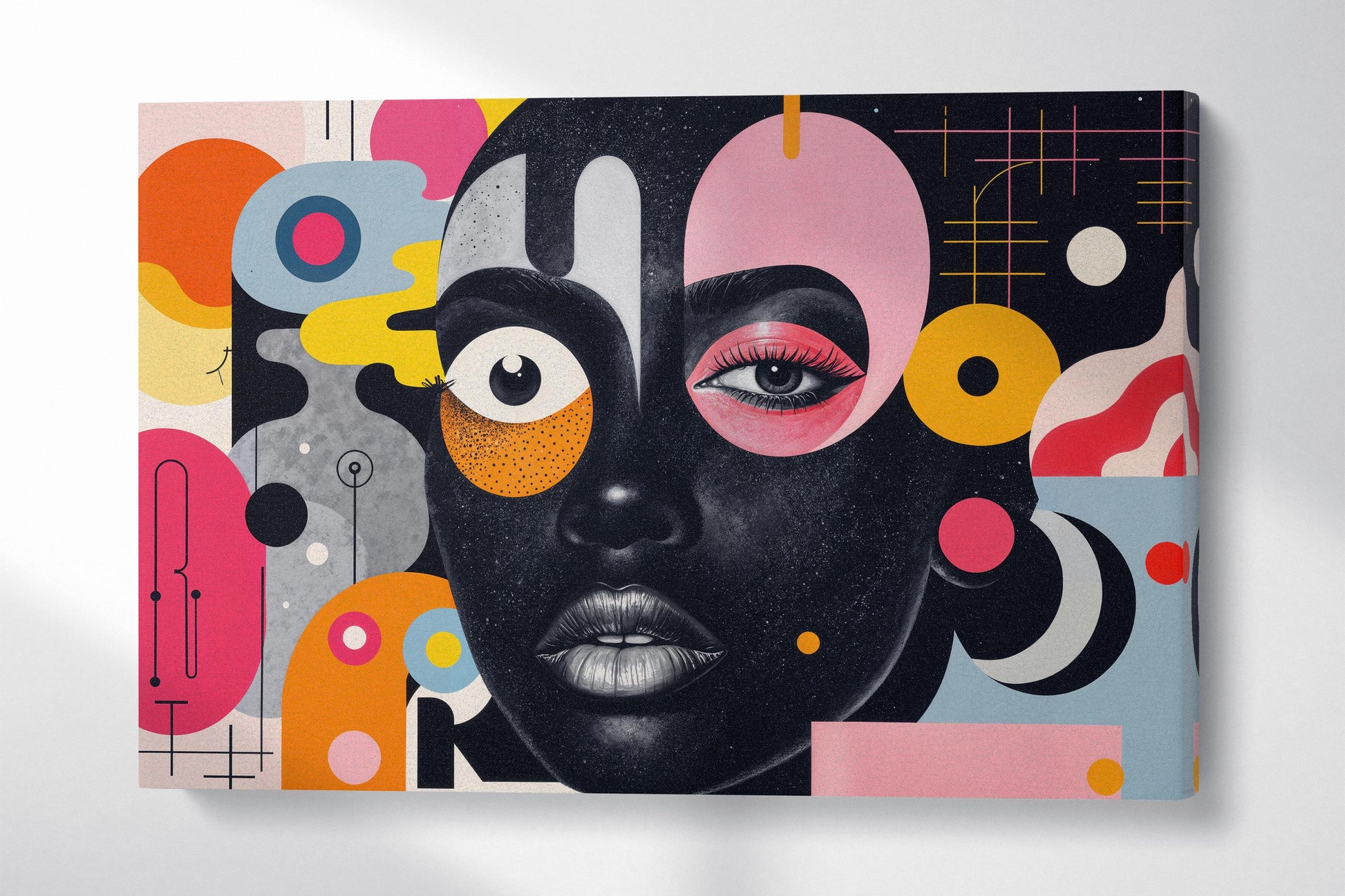 Surreal Geometric Vision Abstract Pop Art Portrait Wall Art Home Decor Eco Leather Print Wall 3D