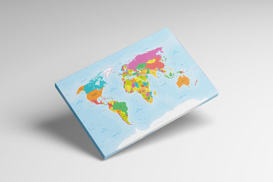 Push Pin Large Detailed World Map Leather Print 3D