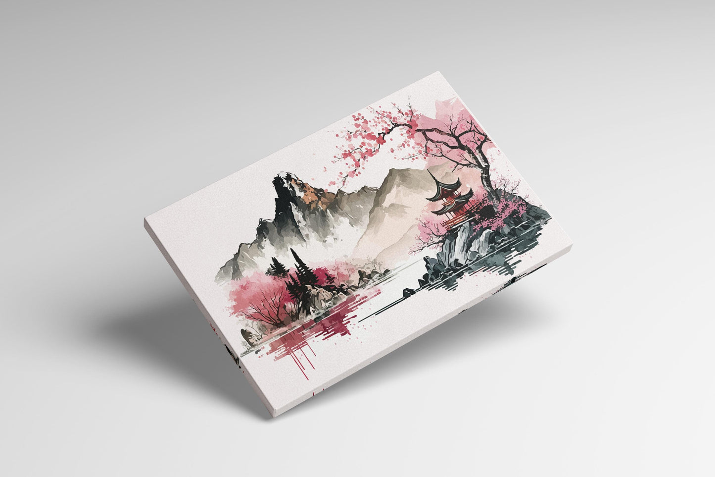 Minimalistic Pink Japan Artwork Wall Art Framed Canvas Eco Leather Print Levitate