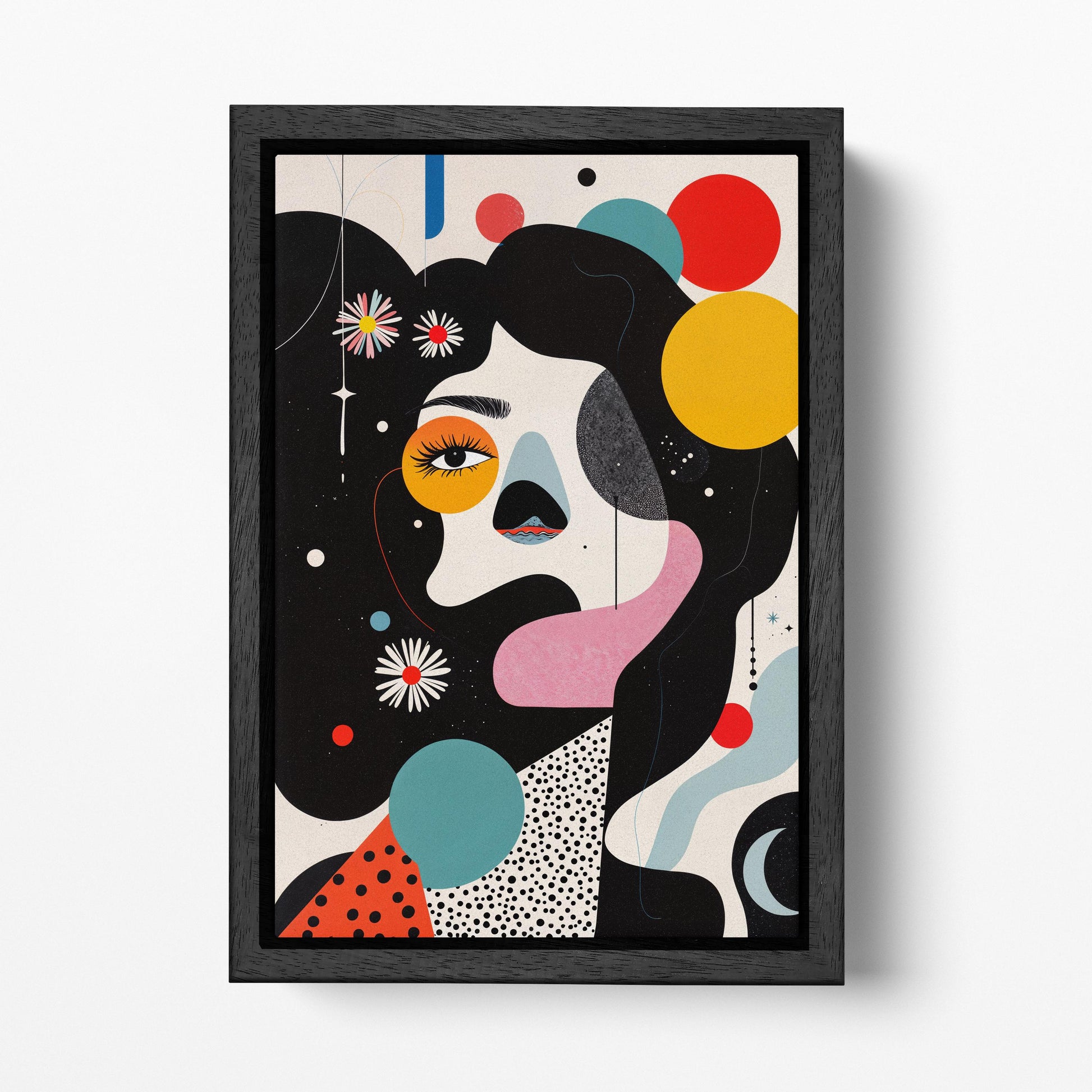 Dada Reverie Abstract Surrealist Expression Wall Art Eco Leather Canvas Print Black Frame